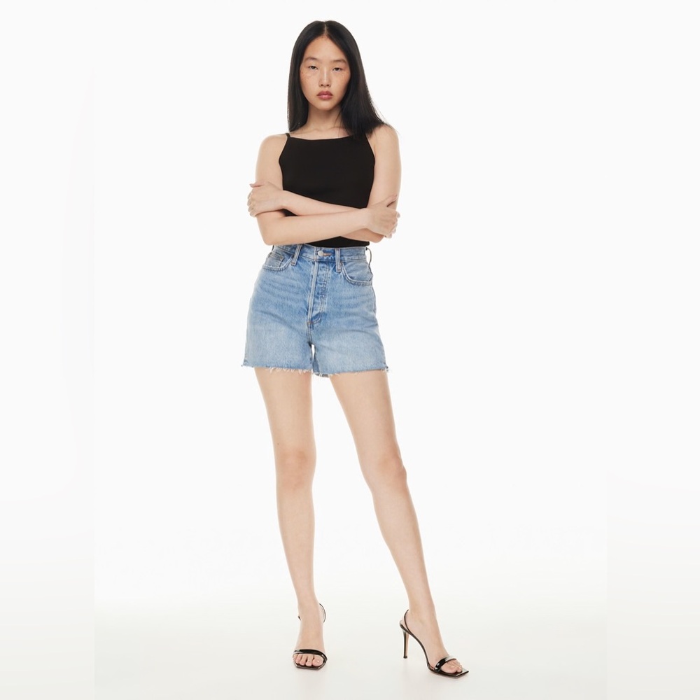 ARITZIA DENIM FORUM The Yoko Hi-rise Mid-thigh Denim Short 7 Yrs Pct Ths Bleu 29